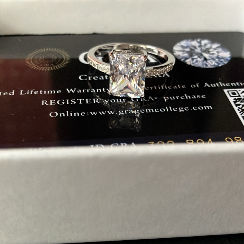 5ct Radiant Cut Rectangle Moissanite Ring For Women,Wedding Band 925 Silver